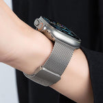 Dây đồng hồ kim loại titan toàn phần khóa nam châm Milanese, dành cho Apple Watch 46mm / 49mm / 45mm / 44mm