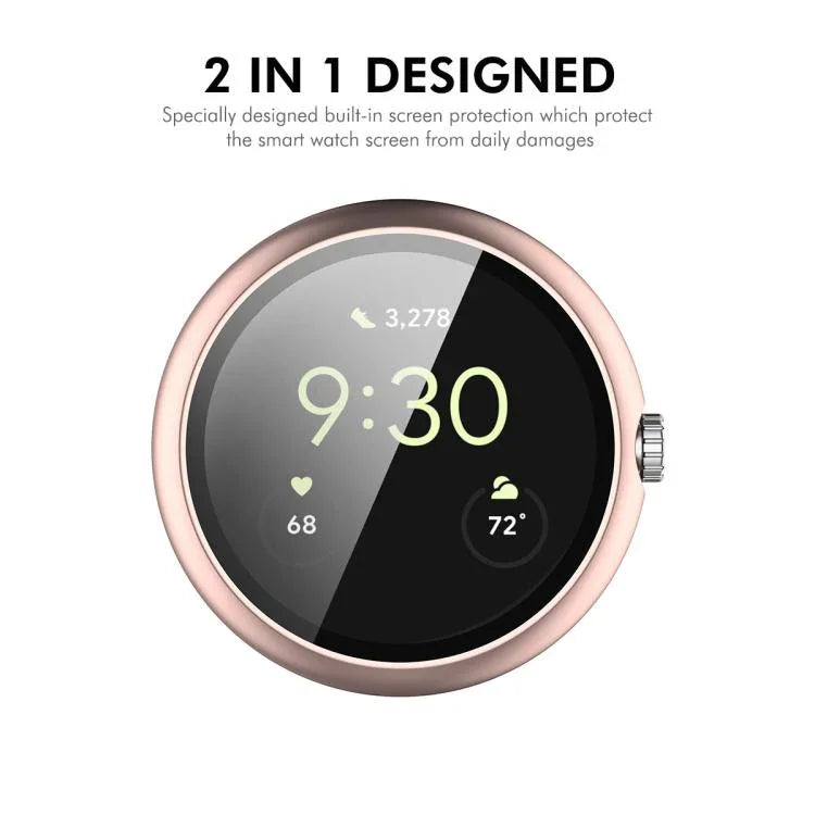 Miếng dán kính cường lực phủ toàn bộ ENKAY Hat-Prince tích hợp ốp PC cho Google Pixel Watch 4 45mm, Dành cho Google Pixel Watch 4 41mm
