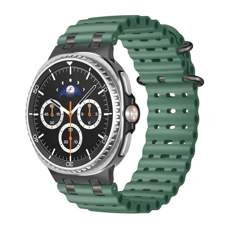 Dây đồng hồ silicone khóa vòng đen lỗ thoáng đại dương, Dành cho Samsung Galaxy Watch8 / Watch8 Classic