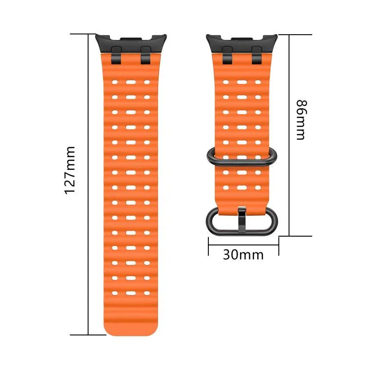 Dây đồng hồ silicone khóa vòng đen lỗ thoáng đại dương, Dành cho Samsung Galaxy Watch8 / Watch8 Classic