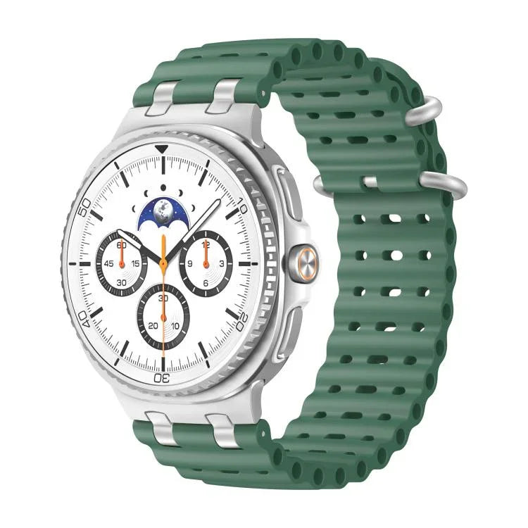 Dây đồng hồ silicone khóa vòng bạc lỗ thoáng đại dương, Dành cho Samsung Galaxy Watch8 / Watch8 Classic