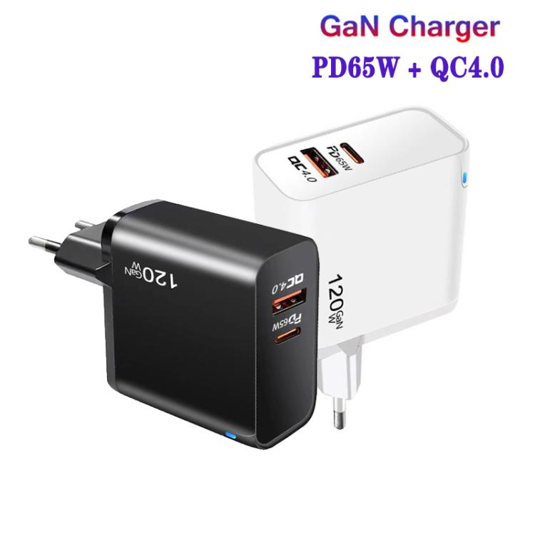 Bộ sạc tương thích hoàn toàn theo giao thức TE-PD65 GaN PD 65W + QC4.0 USB, phích cắm EU
