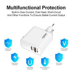 Bộ sạc tương thích hoàn toàn theo giao thức TE-PD65 GaN PD 65W + QC4.0 USB, phích cắm EU