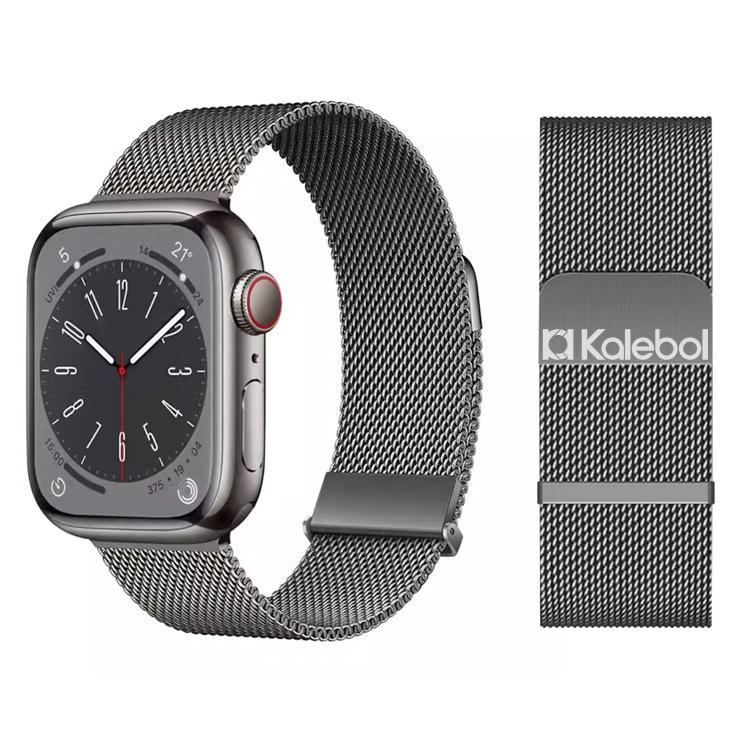 Dây đồng hồ thép không gỉ Milanese đôi liên kết đôi nam châm Kalebol, dành cho Apple Watch 46mm / 49mm / 45mm / 44mm, dành cho Apple Watch 42mm / 41mm / 40mm / 38mm