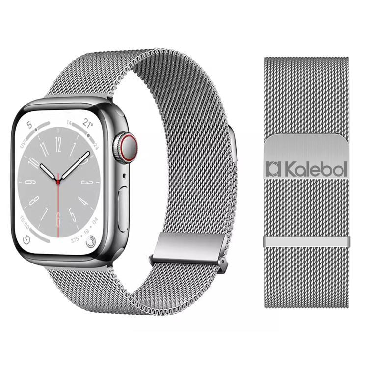 Dây đồng hồ thép không gỉ Milanese đôi liên kết đôi nam châm Kalebol, dành cho Apple Watch 46mm / 49mm / 45mm / 44mm, dành cho Apple Watch 42mm / 41mm / 40mm / 38mm