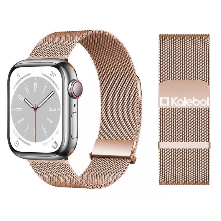 Dây đồng hồ thép không gỉ Milanese đôi liên kết đôi nam châm Kalebol, dành cho Apple Watch 46mm / 49mm / 45mm / 44mm, dành cho Apple Watch 42mm / 41mm / 40mm / 38mm