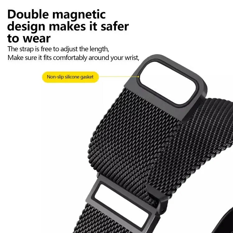 Dây đồng hồ thép không gỉ Milanese đôi liên kết đôi nam châm Kalebol, dành cho Apple Watch 46mm / 49mm / 45mm / 44mm, dành cho Apple Watch 42mm / 41mm / 40mm / 38mm