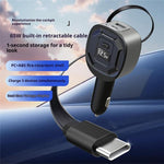 GE10 PD 65W Fast Charging Adapter Voltage Display Car Charger with Retractable Cable, GE10