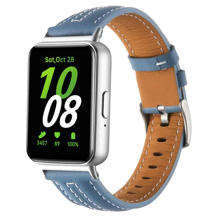 Dây đồng hồ da lõm khóa chốt bạc, Dành cho Samsung Galaxy Fit 3