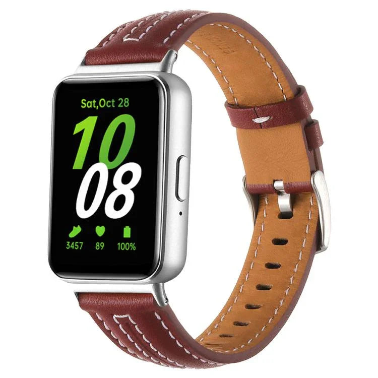 Dây đồng hồ da lõm khóa chốt bạc, Dành cho Samsung Galaxy Fit 3