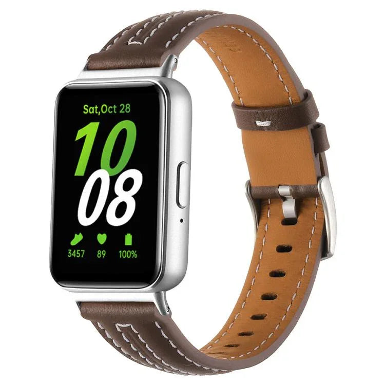 Dây đồng hồ da lõm khóa chốt bạc, Dành cho Samsung Galaxy Fit 3