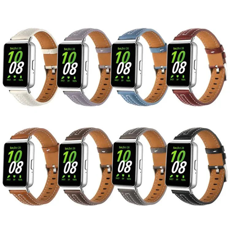 Dây đồng hồ da lõm khóa chốt bạc, Dành cho Samsung Galaxy Fit 3