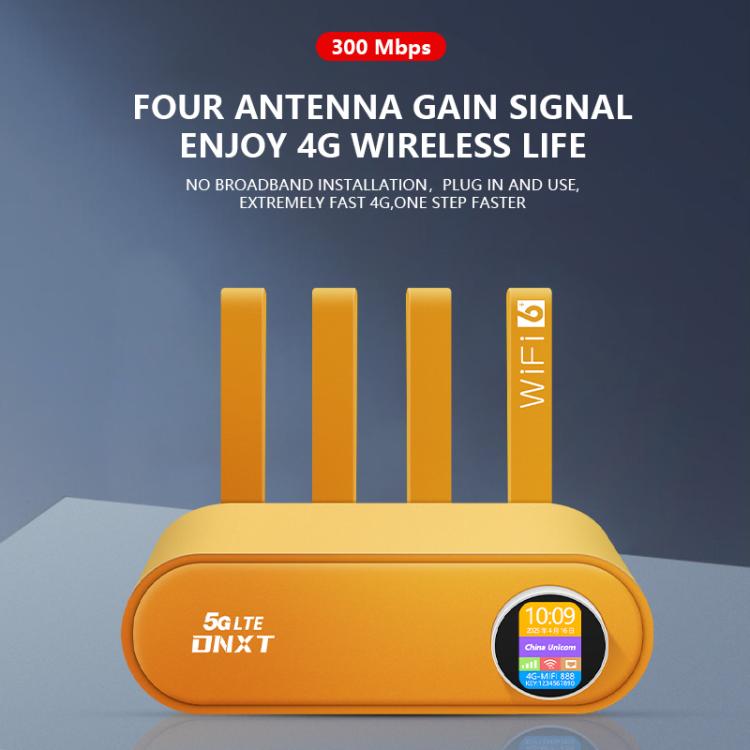 WR860-E Bộ lặp không dây có khe cắm SIM, 4 ăng-ten, 4 cổng Ethernet, Bộ định tuyến 4G LTE WiFi 6, màu trắng, cam