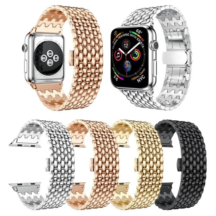 Dây đeo cổ tay thép không gỉ vân rồng cho Apple Watch Series 3 & 2 & 1 38mm