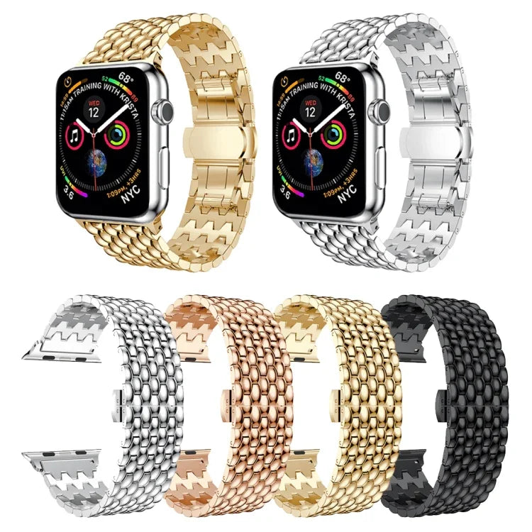 Dây đeo cổ tay thép không gỉ vân rồng cho Apple Watch Series 3 & 2 & 1 42mm