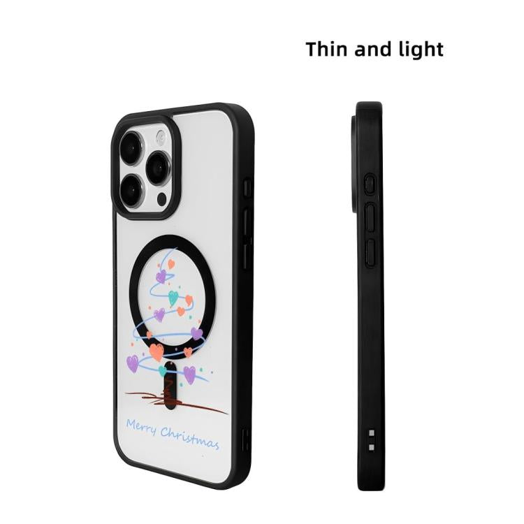 Ốp lưng điện thoại viền đen sơn từ tính mạnh chủ đề Giáng Sinh, dành cho iPhone 16 Pro Max, dành cho iPhone 16 Pro, dành cho iPhone 16