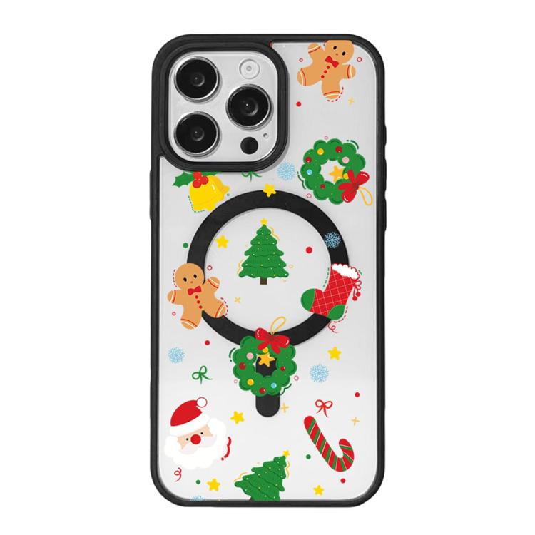 Ốp lưng điện thoại viền đen sơn từ tính mạnh chủ đề Giáng Sinh, dành cho iPhone 16 Pro Max, dành cho iPhone 16 Pro, dành cho iPhone 16