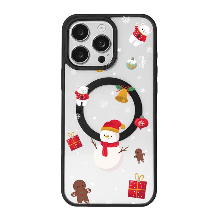 Ốp lưng điện thoại viền đen sơn từ tính mạnh chủ đề Giáng Sinh, dành cho iPhone 16 Pro Max, dành cho iPhone 16 Pro, dành cho iPhone 16
