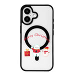 Ốp lưng điện thoại viền đen sơn từ tính mạnh chủ đề Giáng Sinh, dành cho iPhone 16 Pro Max, dành cho iPhone 16 Pro, dành cho iPhone 16