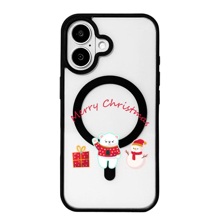 Ốp lưng điện thoại viền đen sơn từ tính mạnh chủ đề Giáng Sinh, dành cho iPhone 16 Pro Max, dành cho iPhone 16 Pro, dành cho iPhone 16