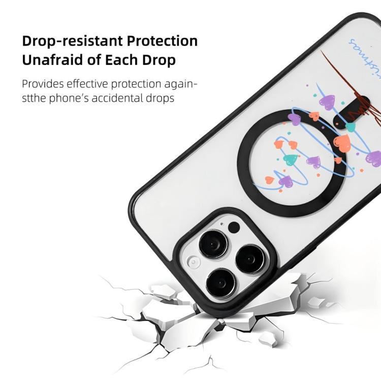 Ốp lưng điện thoại viền đen sơn từ tính mạnh chủ đề Giáng Sinh, dành cho iPhone 15 Pro Max, dành cho iPhone 15 Pro