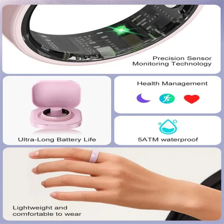 Nhẫn thông minh R12 SIZE 8, hỗ trợ theo dõi nhịp tim / oxy trong máu / giấc ngủ / sức khỏe nữ