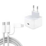 Bộ sạc A3365 PD40W USB-C / Type-C kèm cáp dữ liệu Type-C to Type-C / 8 Pin, phích cắm EU + cáp 2 trong 1 dài 1m