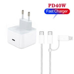Bộ sạc A3365 PD40W USB-C / Type-C kèm cáp dữ liệu Type-C to Type-C / 8 Pin, phích cắm EU + cáp 2 trong 1 dài 1m