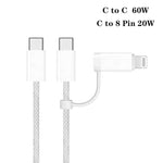 Bộ sạc A3365 PD40W USB-C / Type-C kèm cáp dữ liệu Type-C to Type-C / 8 Pin, phích cắm EU + cáp 2 trong 1 dài 1m