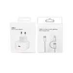Bộ sạc A3365 PD40W USB-C / Type-C kèm cáp dữ liệu Type-C to Type-C / 8 Pin, phích cắm EU + cáp 2 trong 1 dài 1m
