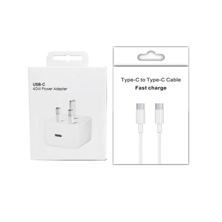 Bộ sạc A3365 PD40W USB-C / Type-C với cáp dữ liệu Type-C to Type-C, phích cắm UK, phích cắm UK + cáp Type-C 1m, phích cắm UK + cáp Type-C 2m