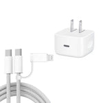 Bộ sạc A3365 PD40W USB-C / Type-C kèm cáp dữ liệu Type-C to Type-C / 8 Pin, phích cắm Mỹ + cáp 2 trong 1 dài 1m