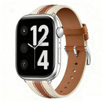 Dây đồng hồ da thật phối màu kiểu yên ngựa, dành cho Apple Watch 46mm / 49mm / 45mm / 44mm, dành cho Apple Watch 42mm / 41mm / 40mm / 38mm