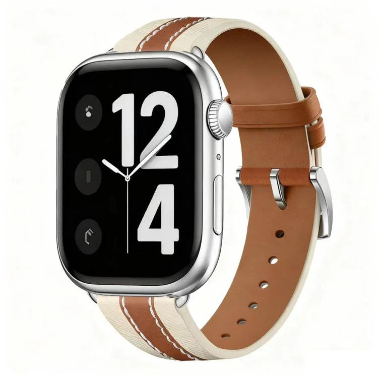 Dây đồng hồ da thật phối màu kiểu yên ngựa, dành cho Apple Watch 46mm / 49mm / 45mm / 44mm, dành cho Apple Watch 42mm / 41mm / 40mm / 38mm