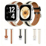 Dây đồng hồ da thật phối màu kiểu yên ngựa, dành cho Apple Watch 46mm / 49mm / 45mm / 44mm, dành cho Apple Watch 42mm / 41mm / 40mm / 38mm
