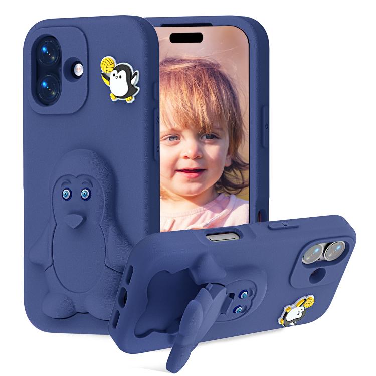 Ốp lưng điện thoại chống sốc EVA hình chim cánh cụt có giá đỡ, dành cho iPhone 17 Pro Max, iPhone 17 Pro, iPhone 17, iPhone Air, iPhone 16 Pro Max, iPhone 16 Pro, iPhone 16, iPhone 15 Pro Max