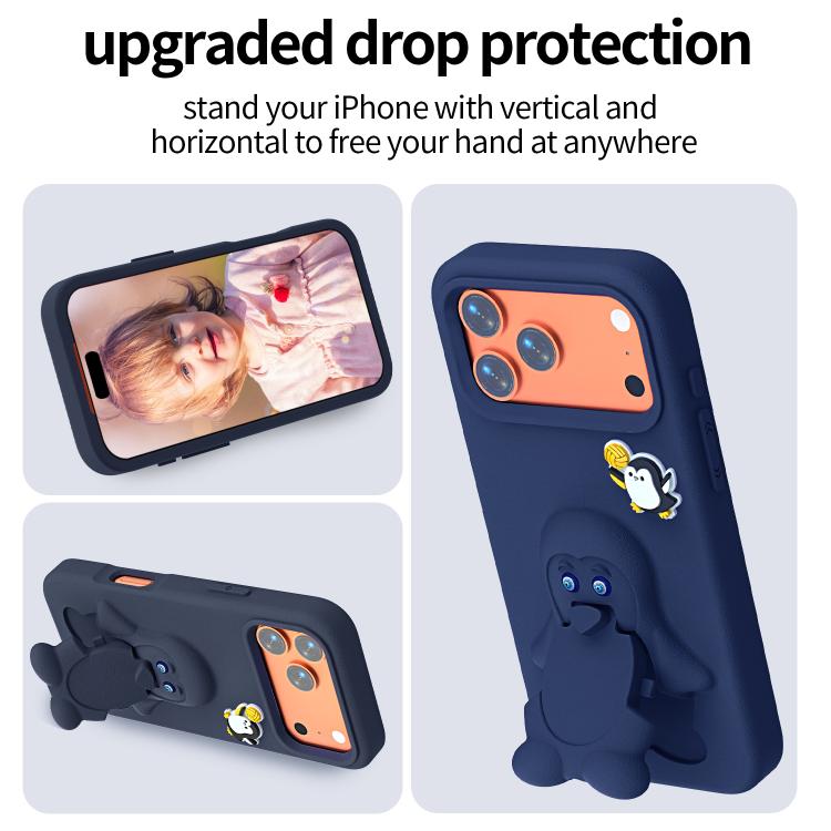 Ốp lưng điện thoại chống sốc EVA hình chim cánh cụt có giá đỡ, dành cho iPhone 17 Pro Max, iPhone 17 Pro, iPhone 17, iPhone Air, iPhone 16 Pro Max, iPhone 16 Pro, iPhone 16, iPhone 15 Pro Max