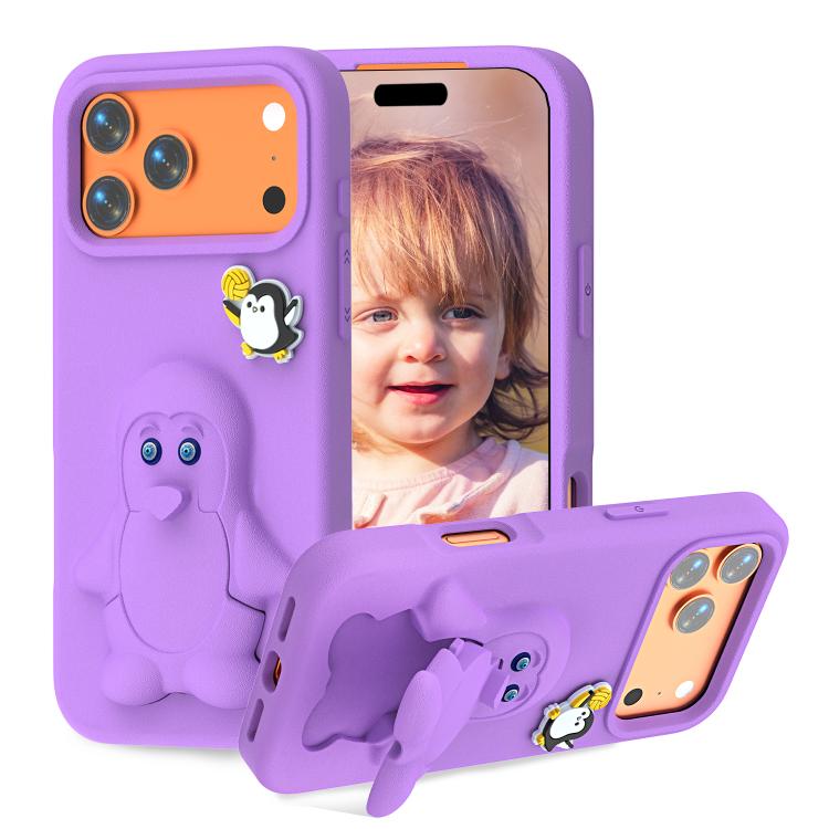 Ốp lưng điện thoại chống sốc EVA hình chim cánh cụt có giá đỡ, dành cho iPhone 17 Pro Max, iPhone 17 Pro, iPhone 17, iPhone Air, iPhone 16 Pro Max, iPhone 16 Pro, iPhone 16, iPhone 15 Pro Max