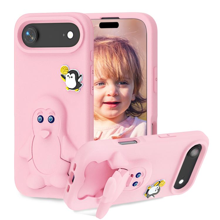Ốp lưng điện thoại chống sốc EVA hình chim cánh cụt có giá đỡ, dành cho iPhone 17 Pro Max, iPhone 17 Pro, iPhone 17, iPhone Air, iPhone 16 Pro Max, iPhone 16 Pro, iPhone 16, iPhone 15 Pro Max