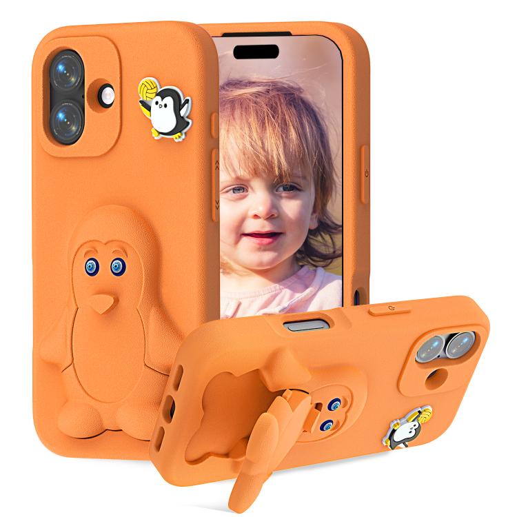 Ốp lưng điện thoại chống sốc EVA hình chim cánh cụt có giá đỡ, dành cho iPhone 17 Pro Max, iPhone 17 Pro, iPhone 17, iPhone Air, iPhone 16 Pro Max, iPhone 16 Pro, iPhone 16, iPhone 15 Pro Max