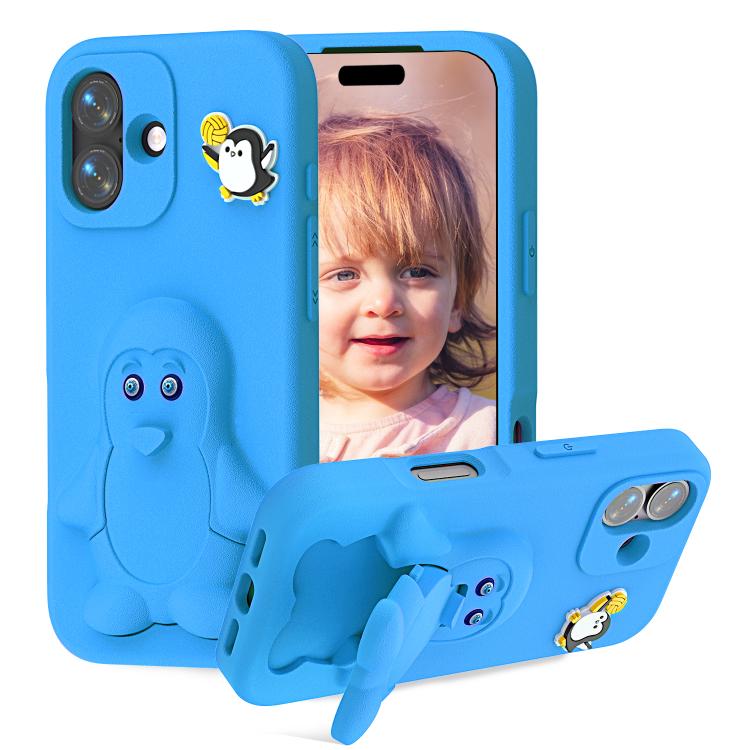 Ốp lưng điện thoại chống sốc EVA hình chim cánh cụt có giá đỡ, dành cho iPhone 17 Pro Max, iPhone 17 Pro, iPhone 17, iPhone Air, iPhone 16 Pro Max, iPhone 16 Pro, iPhone 16, iPhone 15 Pro Max