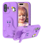 Ốp lưng điện thoại chống sốc EVA hình chim cánh cụt có giá đỡ, dành cho iPhone 17 Pro Max, iPhone 17 Pro, iPhone 17, iPhone Air, iPhone 16 Pro Max, iPhone 16 Pro, iPhone 16, iPhone 15 Pro Max
