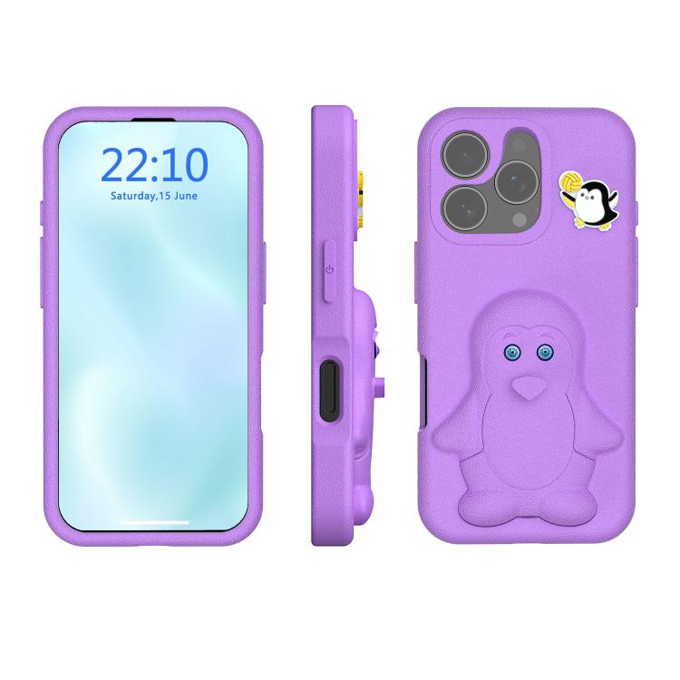 Ốp lưng điện thoại chống sốc EVA hình chim cánh cụt có giá đỡ, dành cho iPhone 17 Pro Max, iPhone 17 Pro, iPhone 17, iPhone Air, iPhone 16 Pro Max, iPhone 16 Pro, iPhone 16, iPhone 15 Pro Max