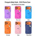 Ốp lưng điện thoại chống sốc EVA hình chim cánh cụt có giá đỡ, dành cho iPhone 17 Pro Max, iPhone 17 Pro, iPhone 17, iPhone Air, iPhone 16 Pro Max, iPhone 16 Pro, iPhone 16, iPhone 15 Pro Max