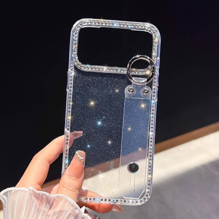 Ốp lưng điện thoại có vòng đeo tay đính đá lấp lánh, dành cho iPhone 17 Pro Max