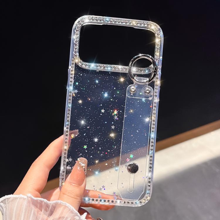 Ốp lưng điện thoại có vòng đeo tay đính đá lấp lánh, dành cho iPhone 17 Pro Max