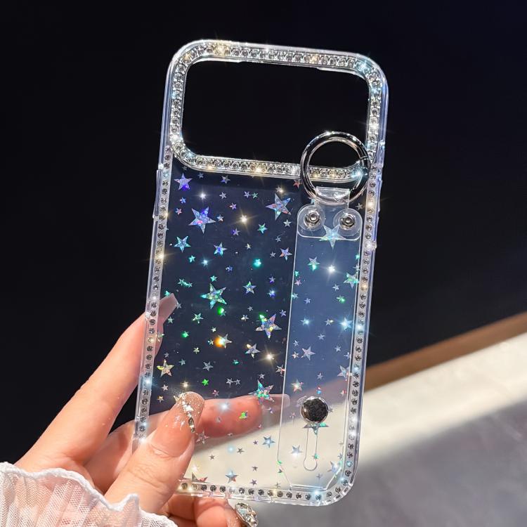 Ốp lưng điện thoại có vòng đeo tay đính đá lấp lánh, dành cho iPhone 17 Pro Max