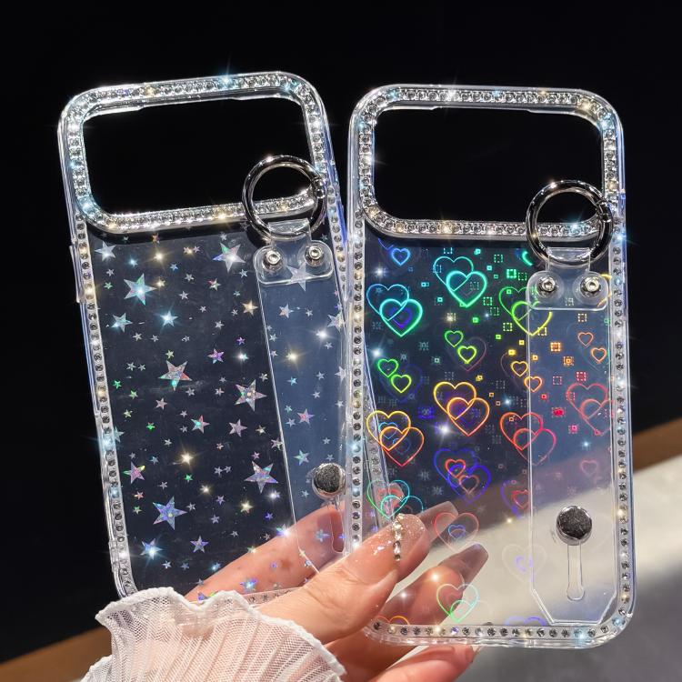 Ốp lưng điện thoại có vòng đeo tay đính đá lấp lánh, dành cho iPhone 17 Pro Max