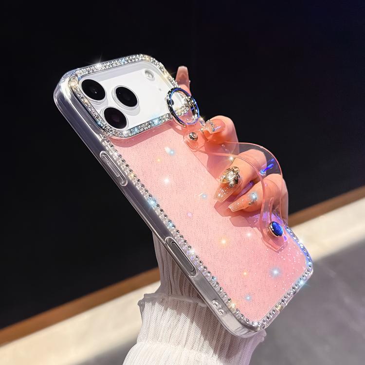 Ốp lưng điện thoại có vòng đeo tay đính đá lấp lánh, dành cho iPhone 17 Pro Max