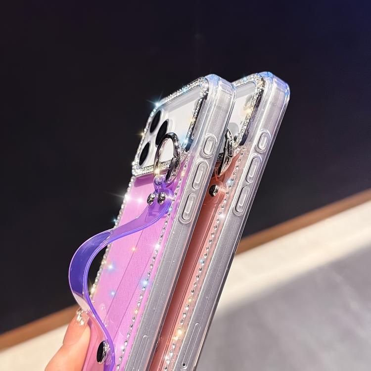 Ốp lưng điện thoại có vòng đeo tay đính đá lấp lánh, dành cho iPhone 17 Pro Max